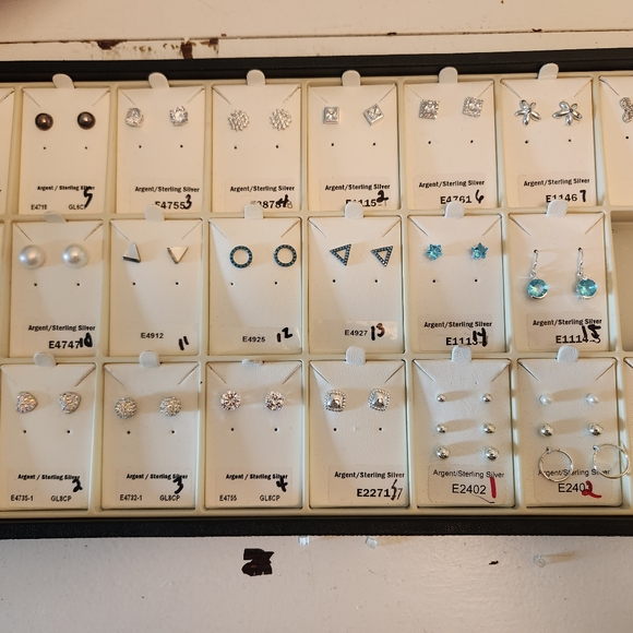 BNWOT - LOF STERLING SILVER EARRINGS (23 PAIRS) - Picture 2 of 6